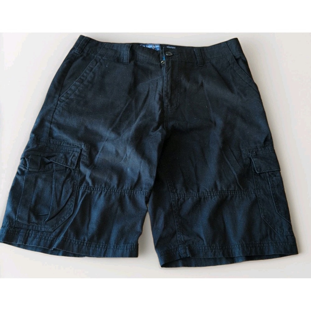 American Rag Relaxed Fit Cargo Shorts Cotton Mens Black Sz 34 W 11"L Snap Pocket